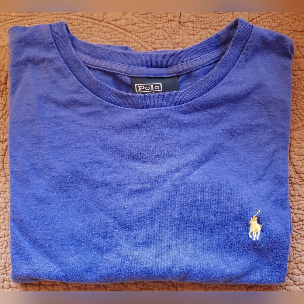 Polo by Ralph Lauren Mens Blue Crewneck SS 100% Cotton T-shirt - Sz LARGE